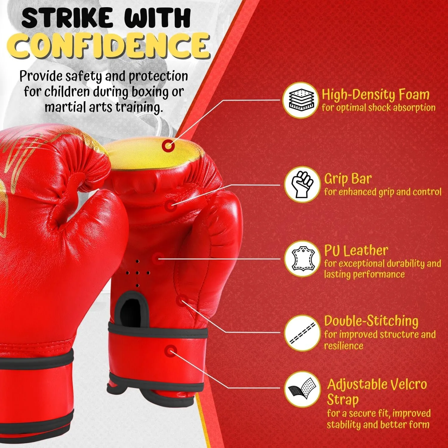 Flexzion Boxing Gloves for Kids 4oz – Training Punching Bag Mitts, Kid Boxing Gloves with Faux Leather & Wrap-Around Wrist Protection for Boys & Girls Ages 3-8 Years