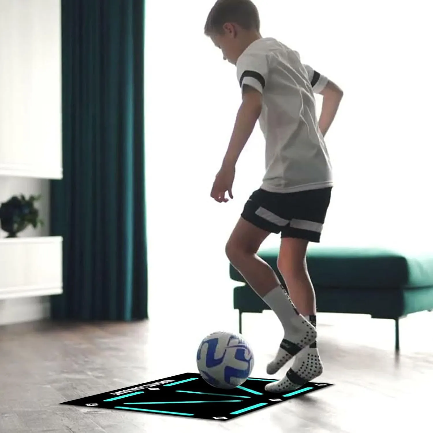 Football Footstep Training Mat Soccer Trainer Dribble Silent Auxiliary Props Training Pace Ball Control Player Equipment Anti Skid Carpet For Kids Adult Excluding Football
