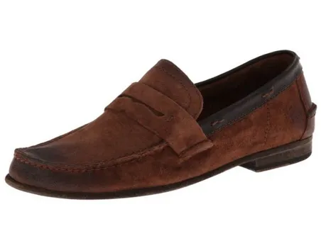 Frye Lewis Penny Slip On Cognac Suede Mens Casual 3480232-COG