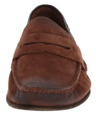 Frye Lewis Penny Slip On Cognac Suede Mens Casual 3480232-COG