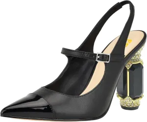FSJ Women Slingback Crystal High Heel Pointed Closed Toe Ankle Strap Pumps Fashion Backless Dress Sandals Prom Party Shoes Size 4-16 US