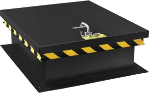Global Industrial Galvanized Roof Access Hatch, 14 Gauge Steel with Black Powder Coat Finish, 30"L x 36"W Rough Opening, Automatic Lock Arm, For use on Flat Roofs