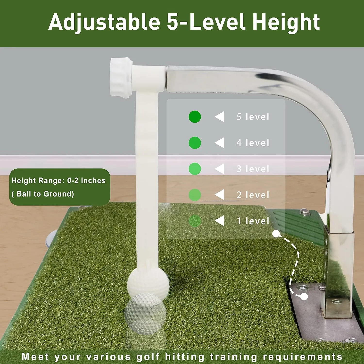 Golf Swing Trainer - Golf Training Equipment with 5 Height Adjustments - Iron and Club Practice Simulator in Home & Indoor - Portable Golf Swing Practice Mat, True Impact