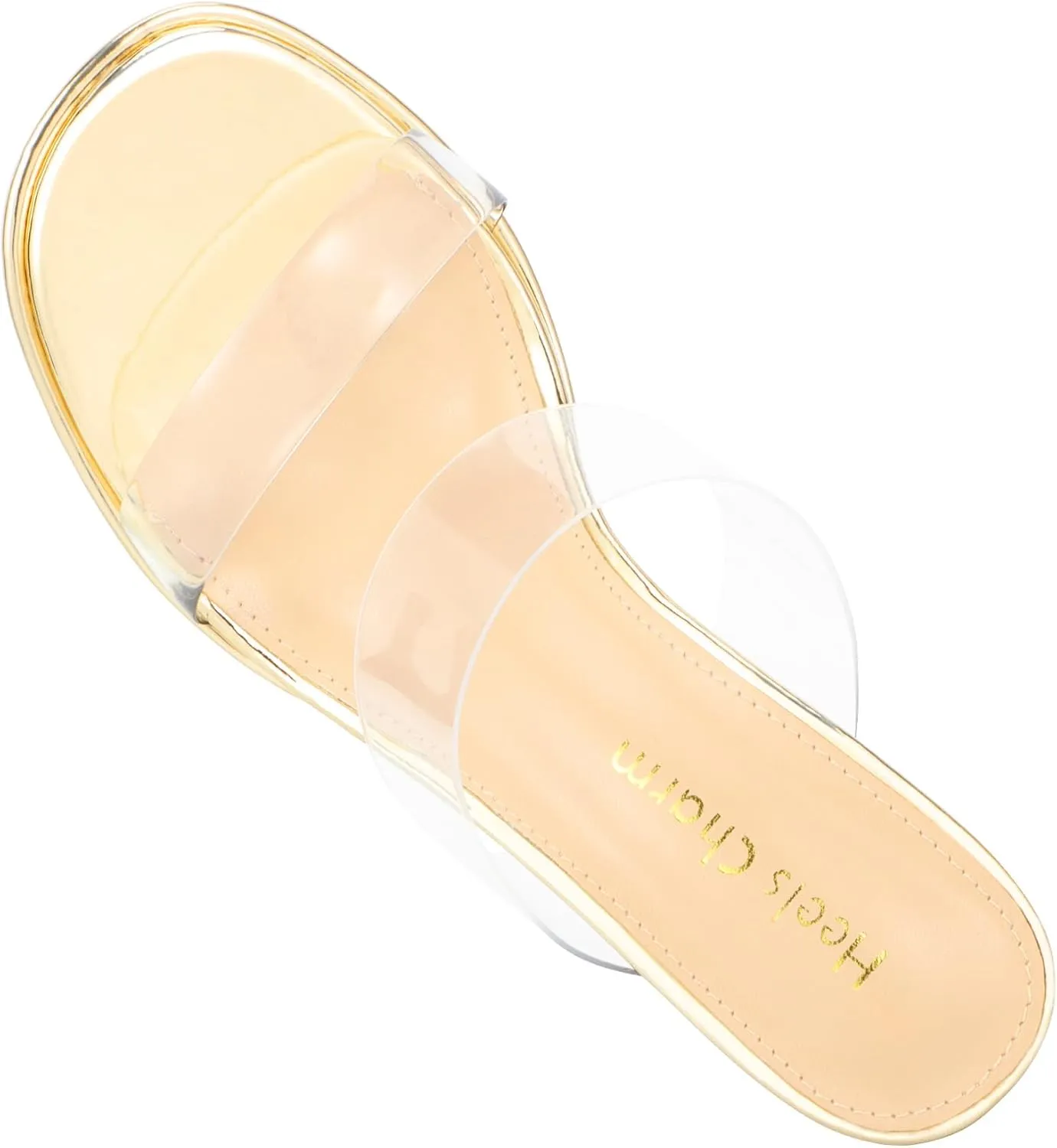 Heels Charm Women's Platform Heels Clear Chunky Block Heeled Sandals Open Toe Two Strap Slip On Block High Heel Sandal Dress Dancing Sandals Daily Work Party Shoes
