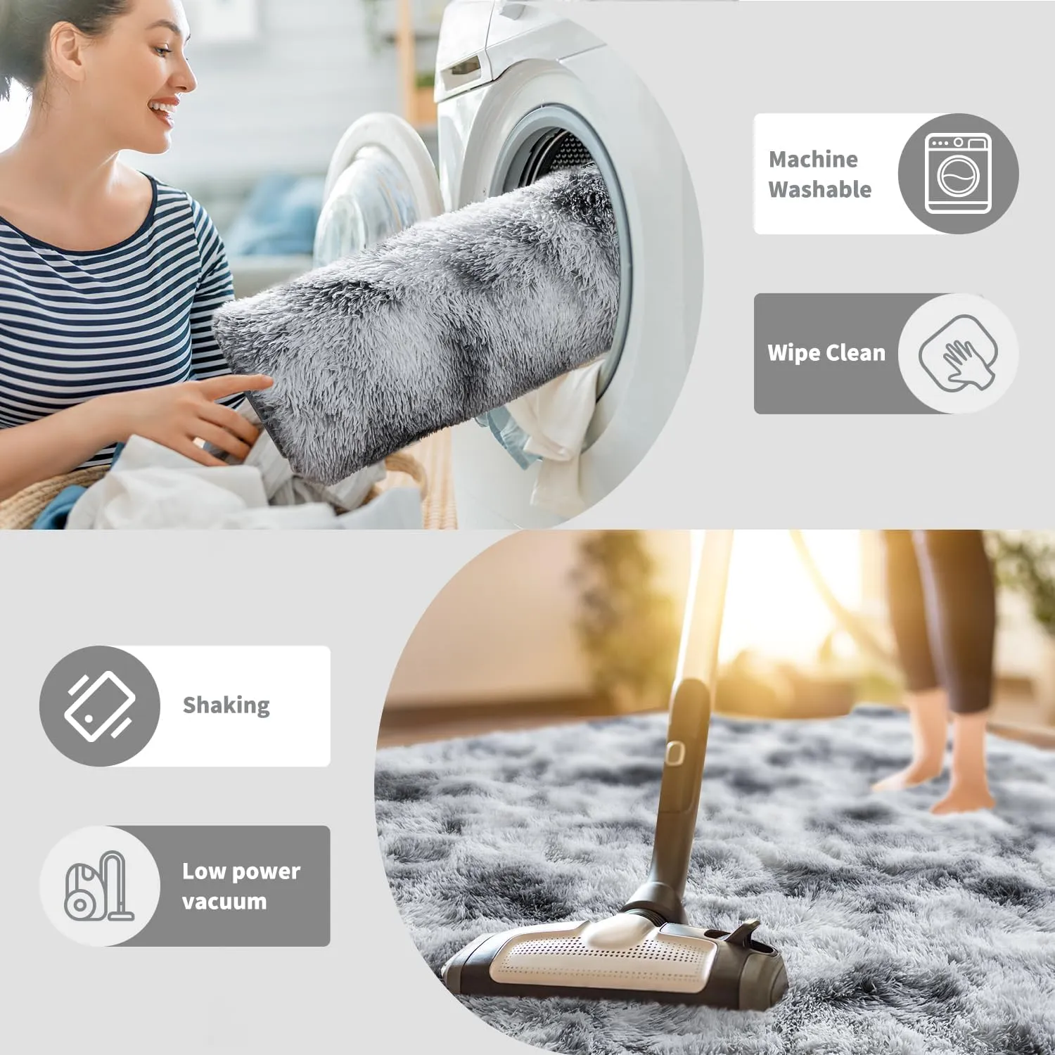 HQAYW Fluffy Area Rugs for Living Room Bedroom, Machine Washable 4x6 Ultra Soft Shag Bedside Rug,Indoor Floor Non-Slip Modern Plush Carpet for Kids,Girls,Boys and Nursery Rooms