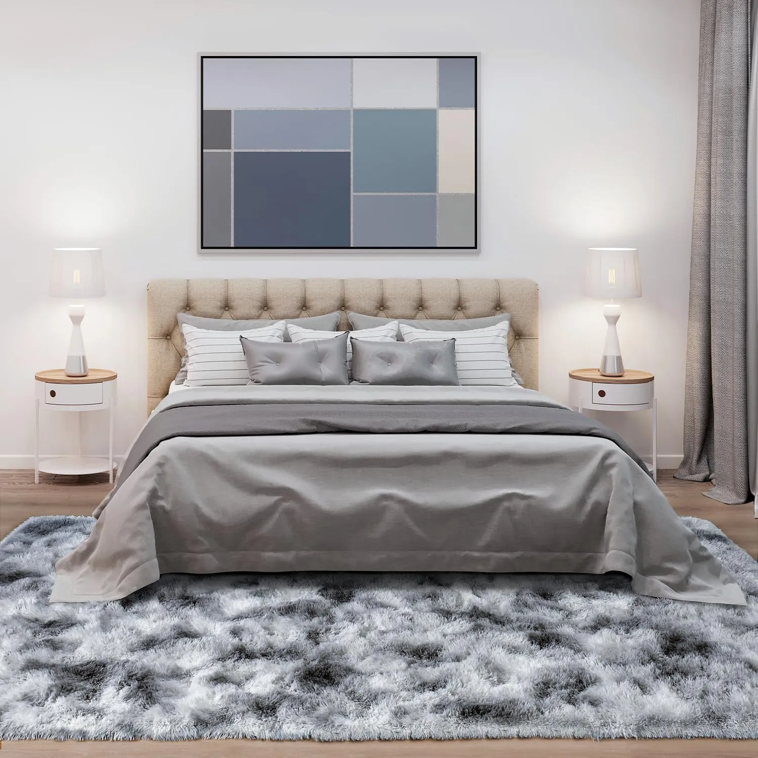 HQAYW Fluffy Area Rugs for Living Room Bedroom, Machine Washable 4x6 Ultra Soft Shag Bedside Rug,Indoor Floor Non-Slip Modern Plush Carpet for Kids,Girls,Boys and Nursery Rooms
