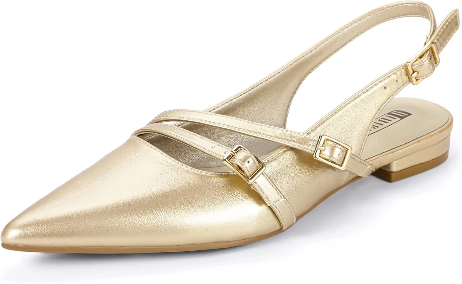 IDIFU Women's Flat Shoes Pointed Toe Strappy Slingback Ballet Flats Wedding Office Work Bridal Formal Dress Shoes for Women Dressy Comfortable Cute Trendy Ladies Flats