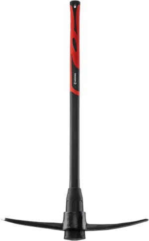 INTERTOOL Pick Axe for Digging - 36” Heavy Duty Garden Mattock Pickaxe - Rust Resistant Steel with Adze Hoe & Shock Absorbing Fiberglass Anti-Slip Handle - Cultivate, Loosen Soil, Dig - HT08-0305