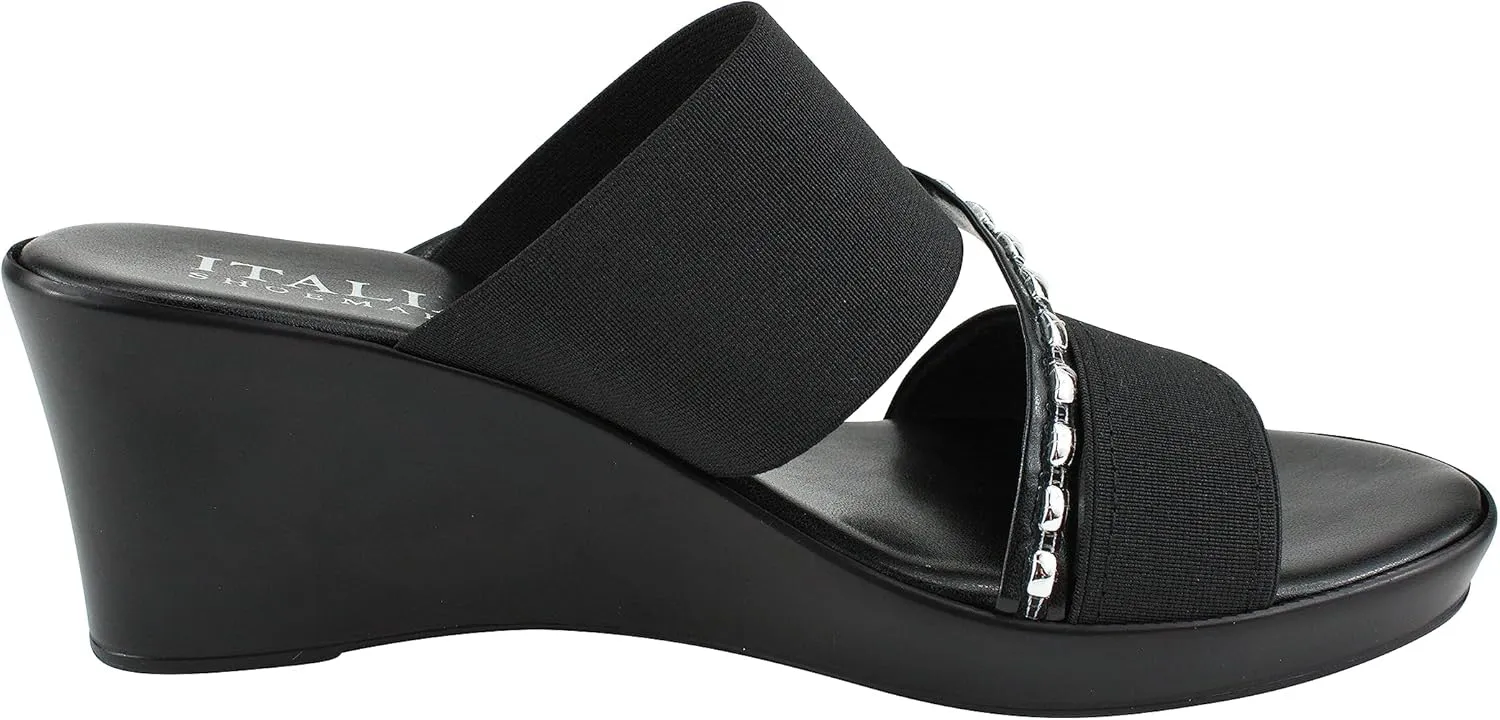 ITALIAN Shoemakers Pert Women's Wedge Open Toe Strap Sandal for Women