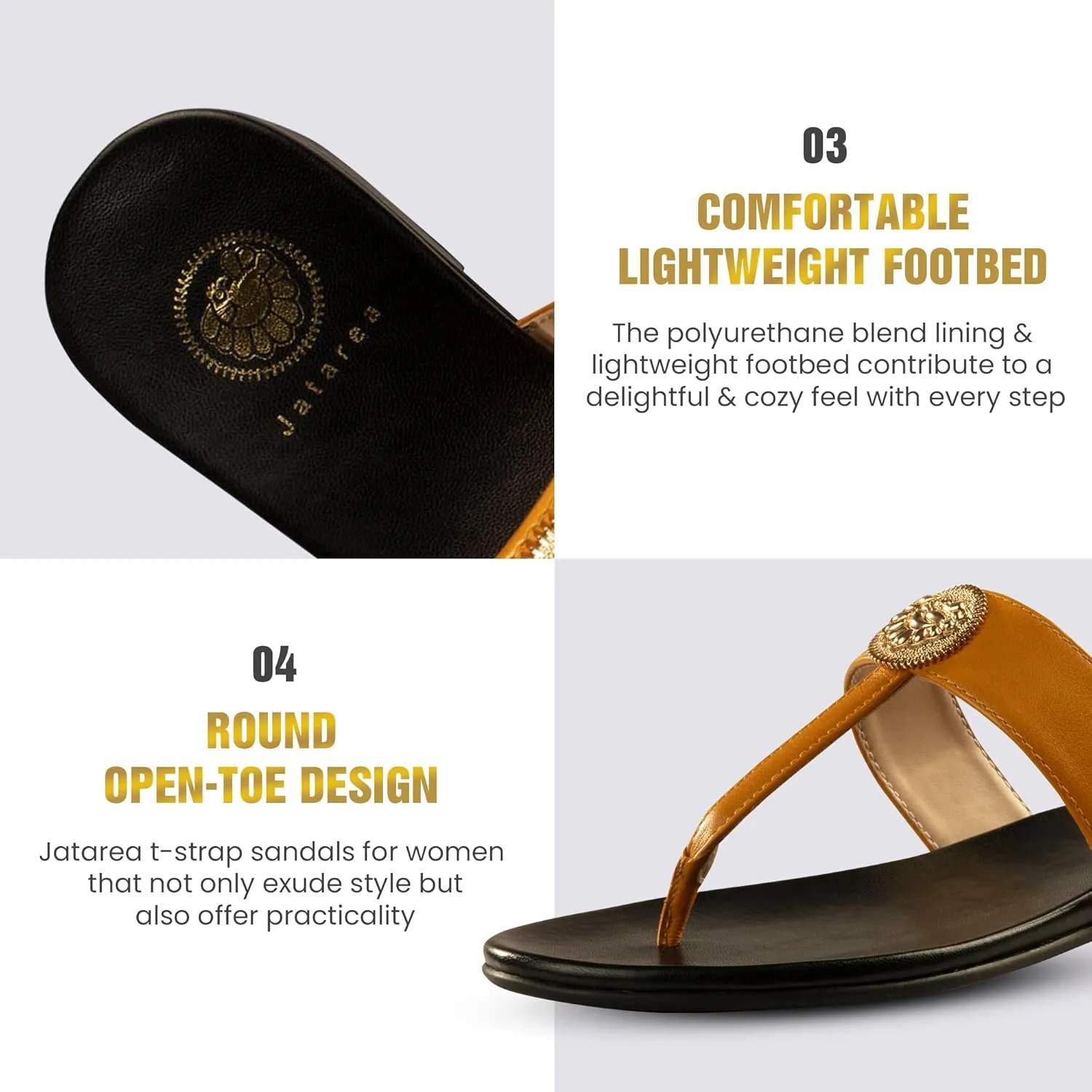 JATAREA Slip-On Flat Toe Post T-Strap Sandals for Women | Benu