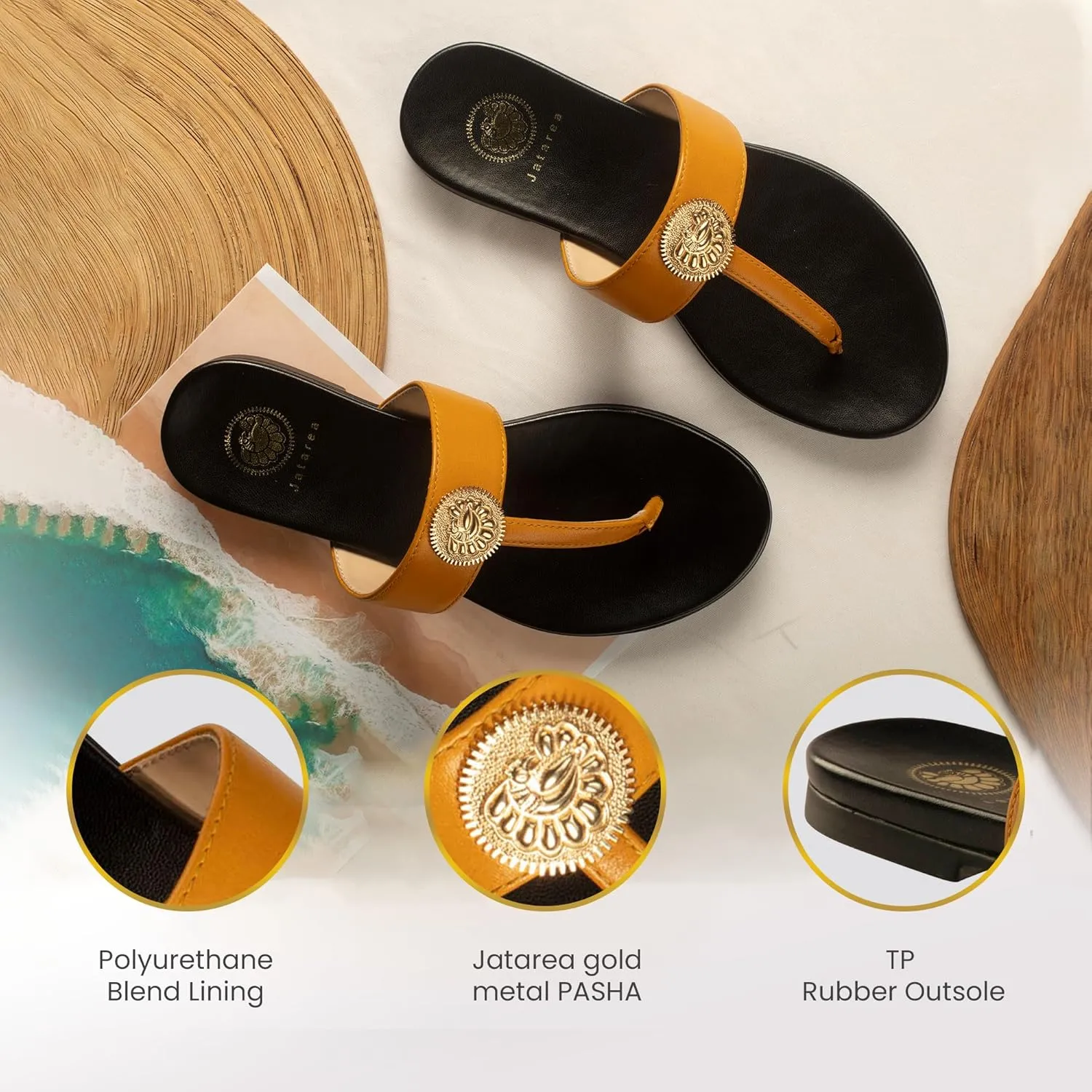 JATAREA Slip-On Flat Toe Post T-Strap Sandals for Women | Benu