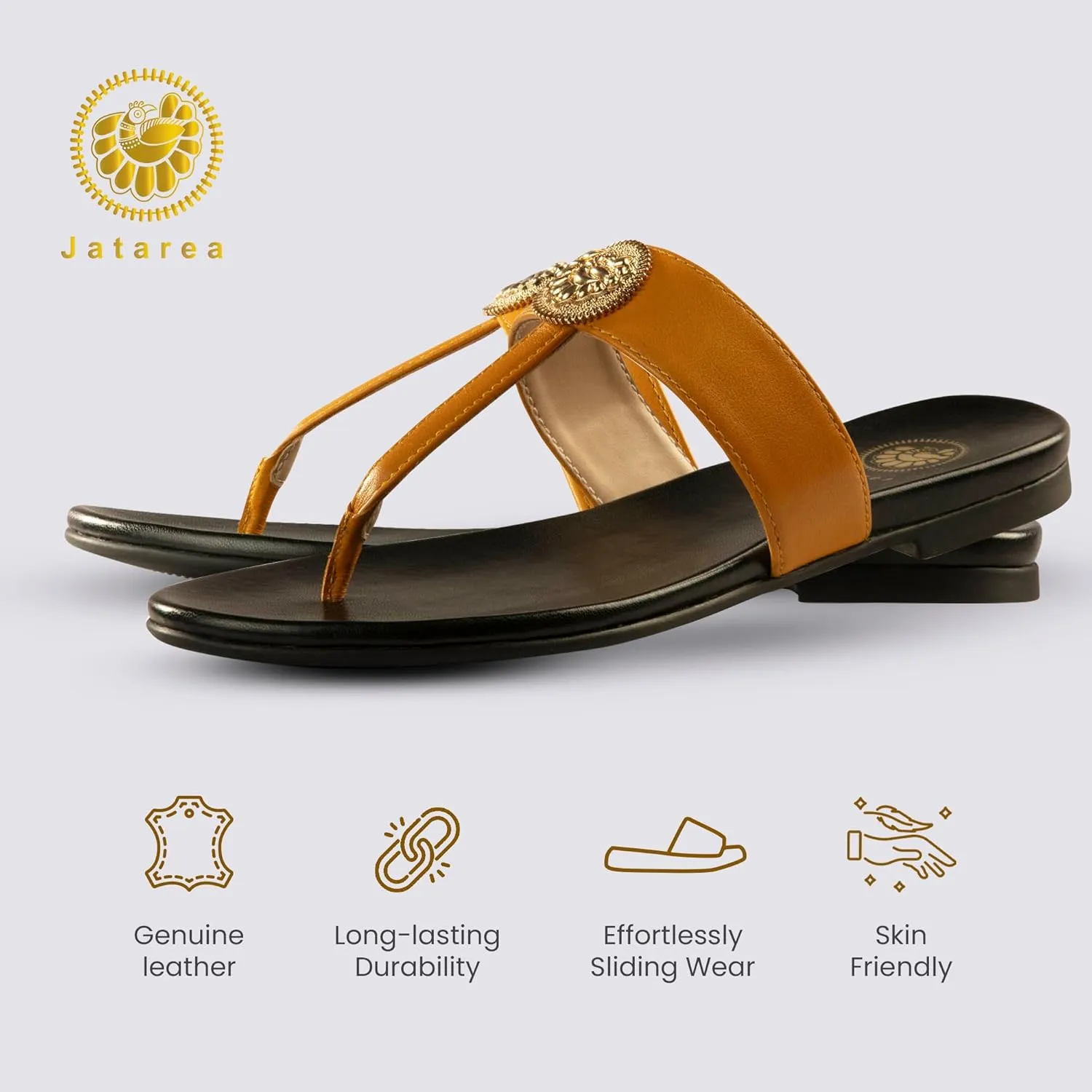 JATAREA Slip-On Flat Toe Post T-Strap Sandals for Women | Benu