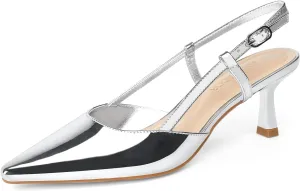 JENN ARDOR Women's Slingback Kitten Heel Closed Pointed Toe Dress Pumps Shoes for Women Comfortable Low Heeled Sandals Wedding Party Pumps