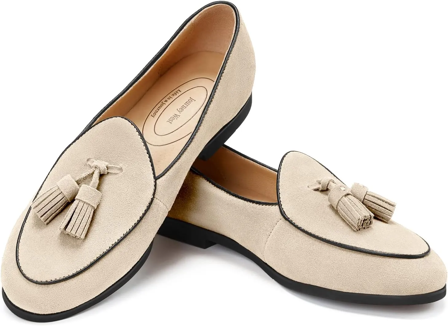 Journey West Suede Tassel Loafer for Women Slip-on Belgian Penny Loafers Shoes for Women in Many Colors