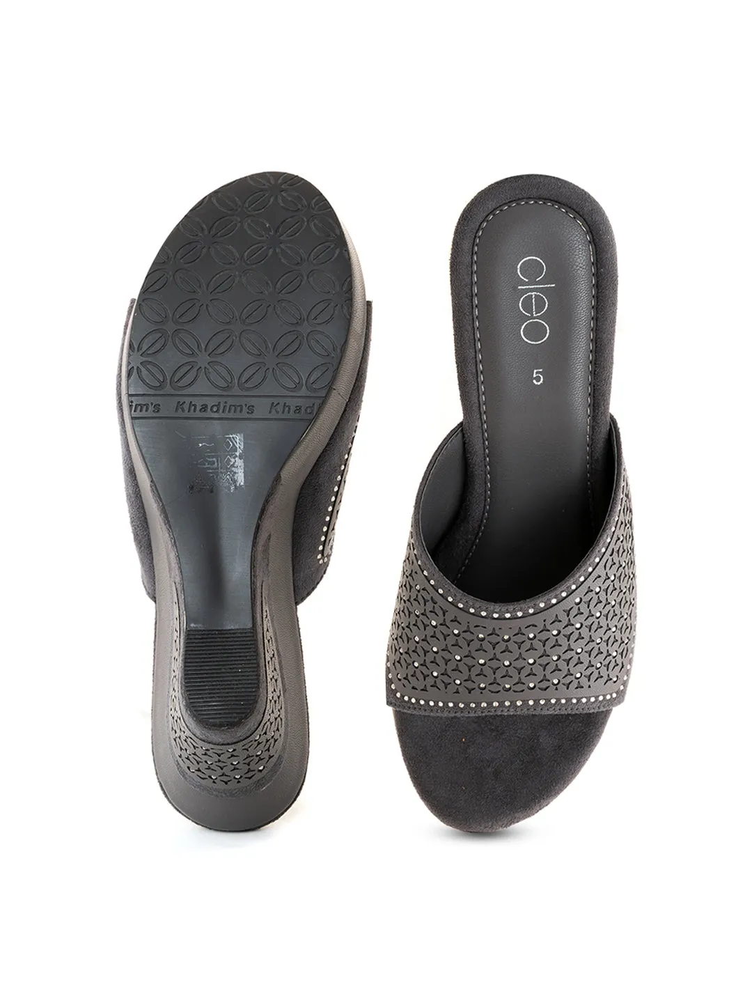 Khadim Cleo High Heel Wedge Mule Slip On Sandal for Women