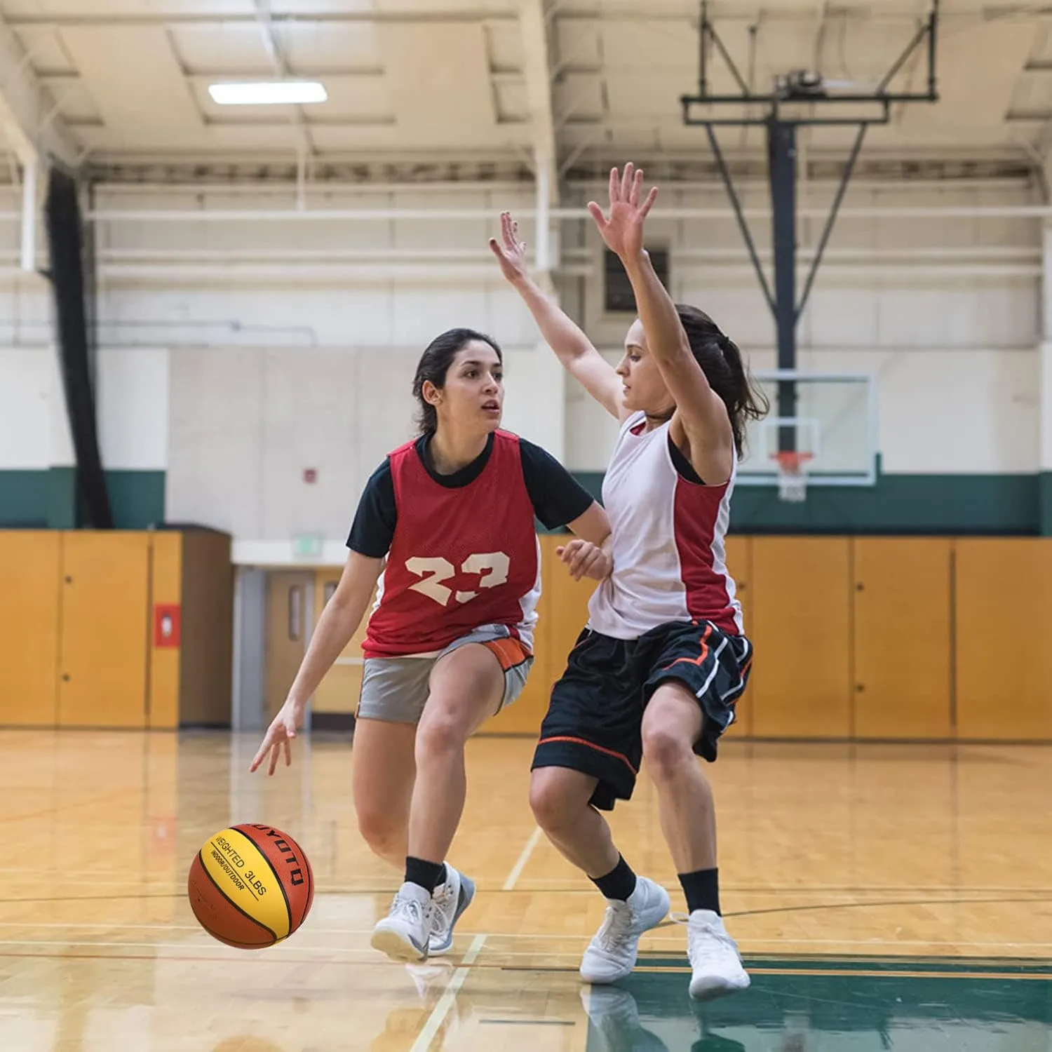 KUYOTQ 3LBS/3.3LBS/2.2LBS/ 29.5/28.5" Weighted Basketball Composite Indoor Outdoor Heavy Trainer Basketball for Improving Ball Handling Dribbling Passing and Rebounding Skill (deflated, Size 7/6)