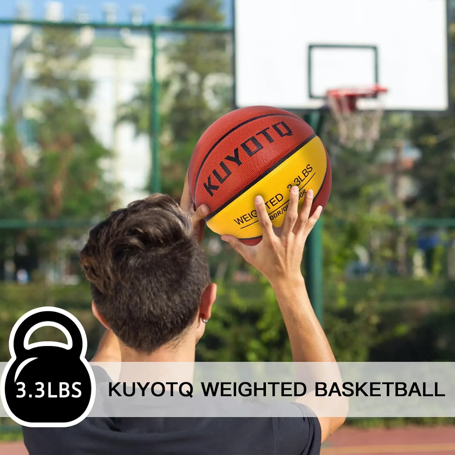 KUYOTQ 3LBS/3.3LBS/2.2LBS/ 29.5/28.5" Weighted Basketball Composite Indoor Outdoor Heavy Trainer Basketball for Improving Ball Handling Dribbling Passing and Rebounding Skill (deflated, Size 7/6)