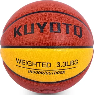 KUYOTQ 3LBS/3.3LBS/2.2LBS/ 29.5/28.5" Weighted Basketball Composite Indoor Outdoor Heavy Trainer Basketball for Improving Ball Handling Dribbling Passing and Rebounding Skill (deflated, Size 7/6)