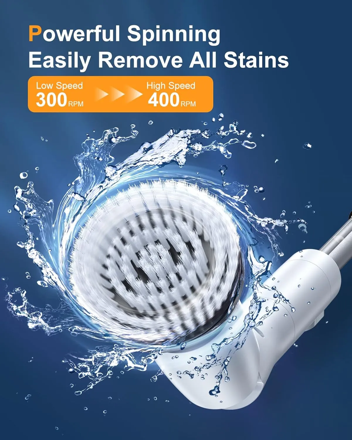 LABIGO Electric Spin Scrubber LA2 Pro, Shower Cleaning Brush with Display and 4 Replaceable Brush Heads,2 Adjustable speeds, 3 Adjustable Extension Handle, Power Cleaning Brush for Bathroom Tile Black