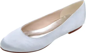Ladies Flat Slip On Shoes Round Toe Satin Flat Shoes Wedding Party