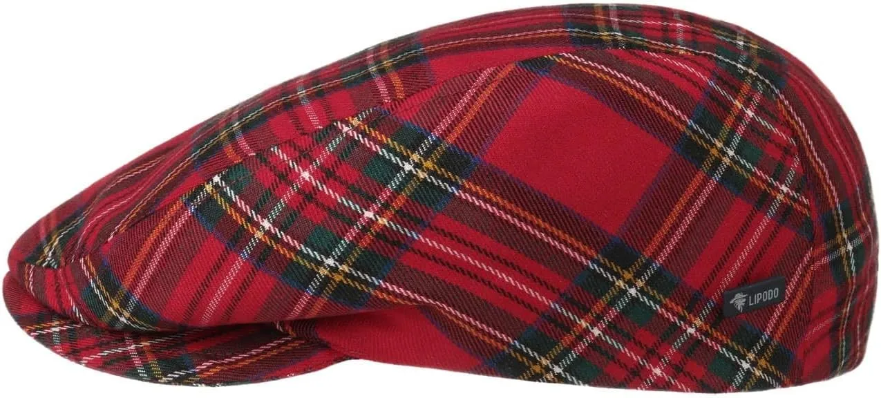 Lipodo Tartan Check Flat Cap Women/Men red 7 3/8