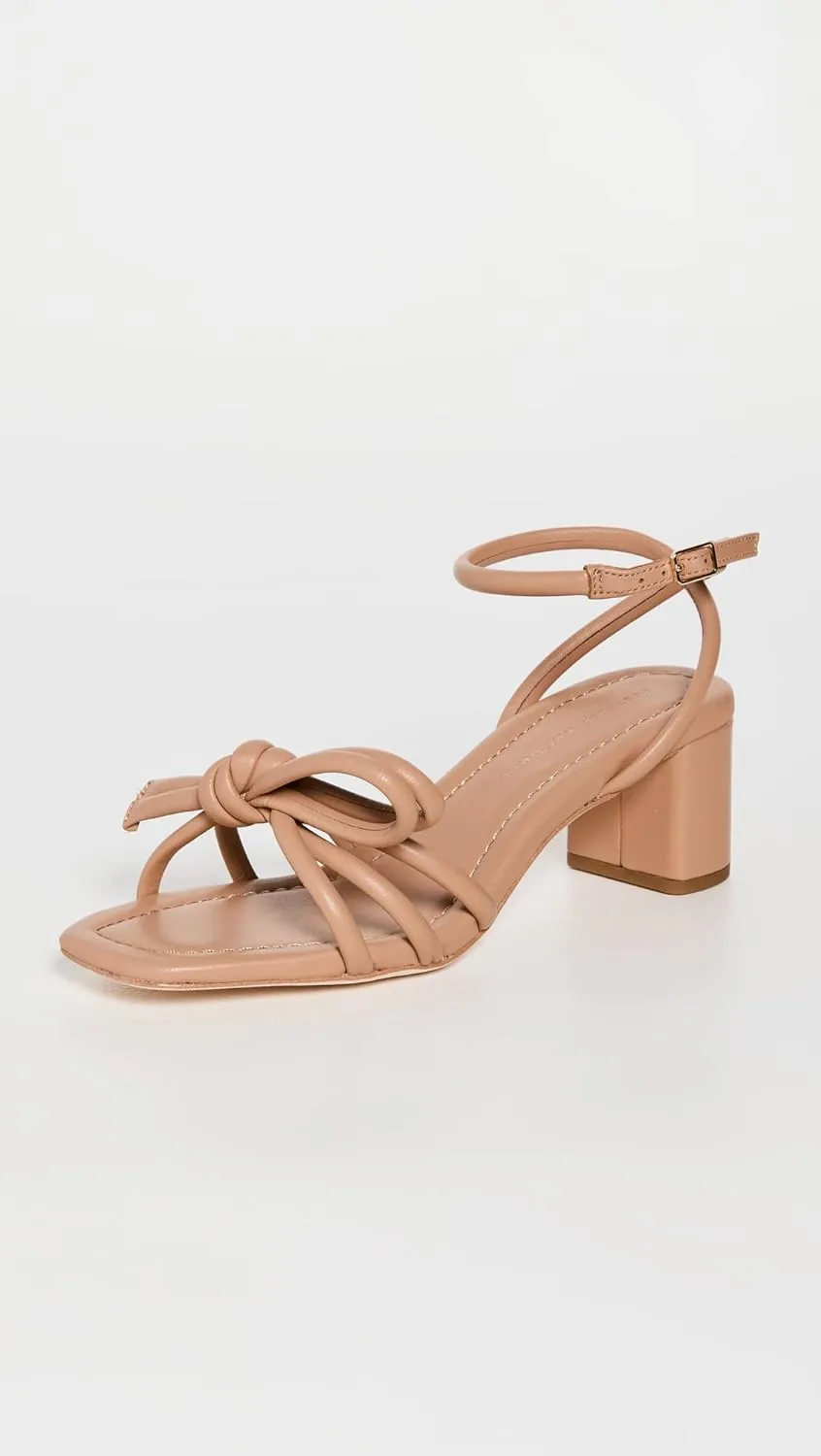 Loeffler Randall Women's Mikel Leather Bow Mid-Heel Sandals