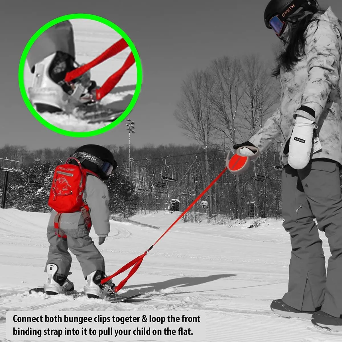 MDXONE Kids Snowboard Ski harness Trainer with retractable leash and Absorb bungees and removable seat harness