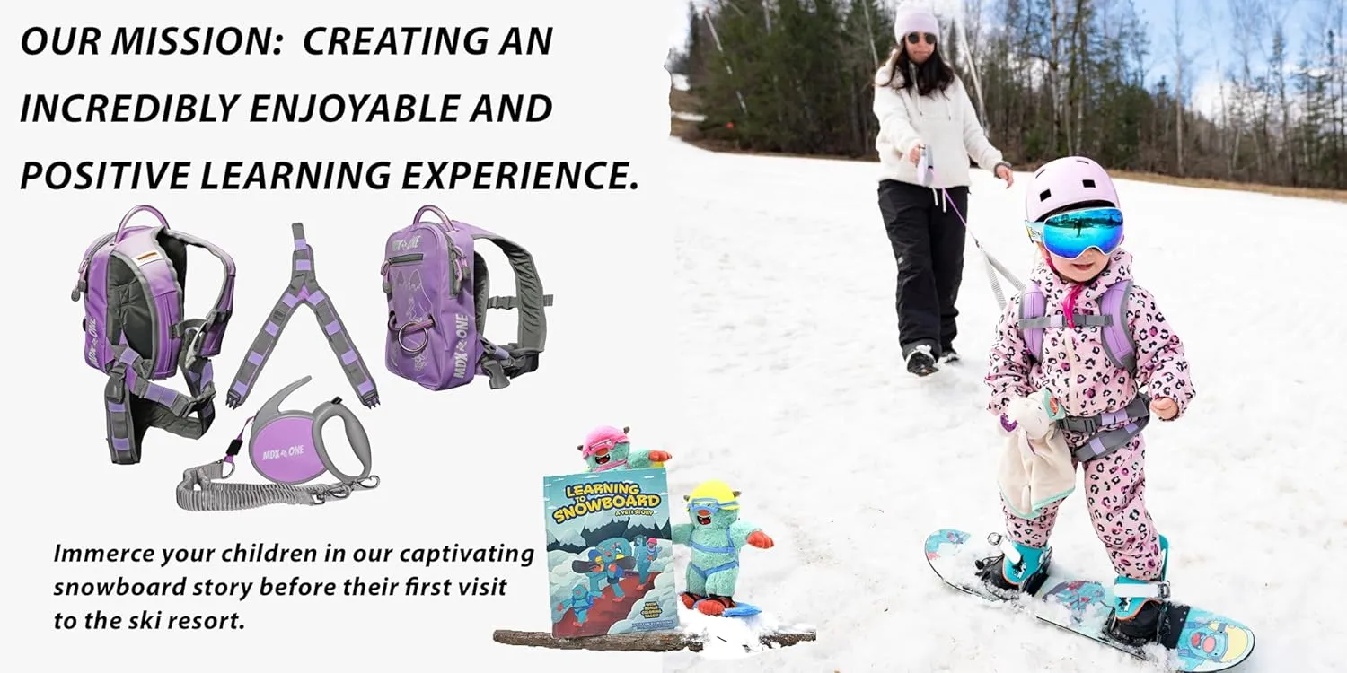 MDXONE Kids Snowboard Ski harness Trainer with retractable leash and Absorb bungees and removable seat harness