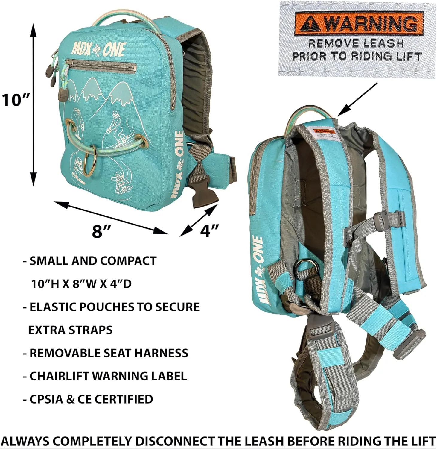 MDXONE Kids Snowboard Ski harness Trainer with retractable leash and Absorb bungees and removable seat harness