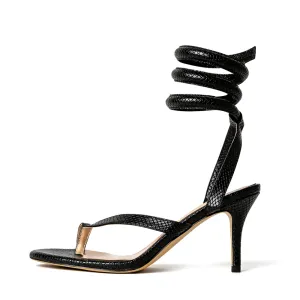Medusa Black Vegan Snake Thong Heels