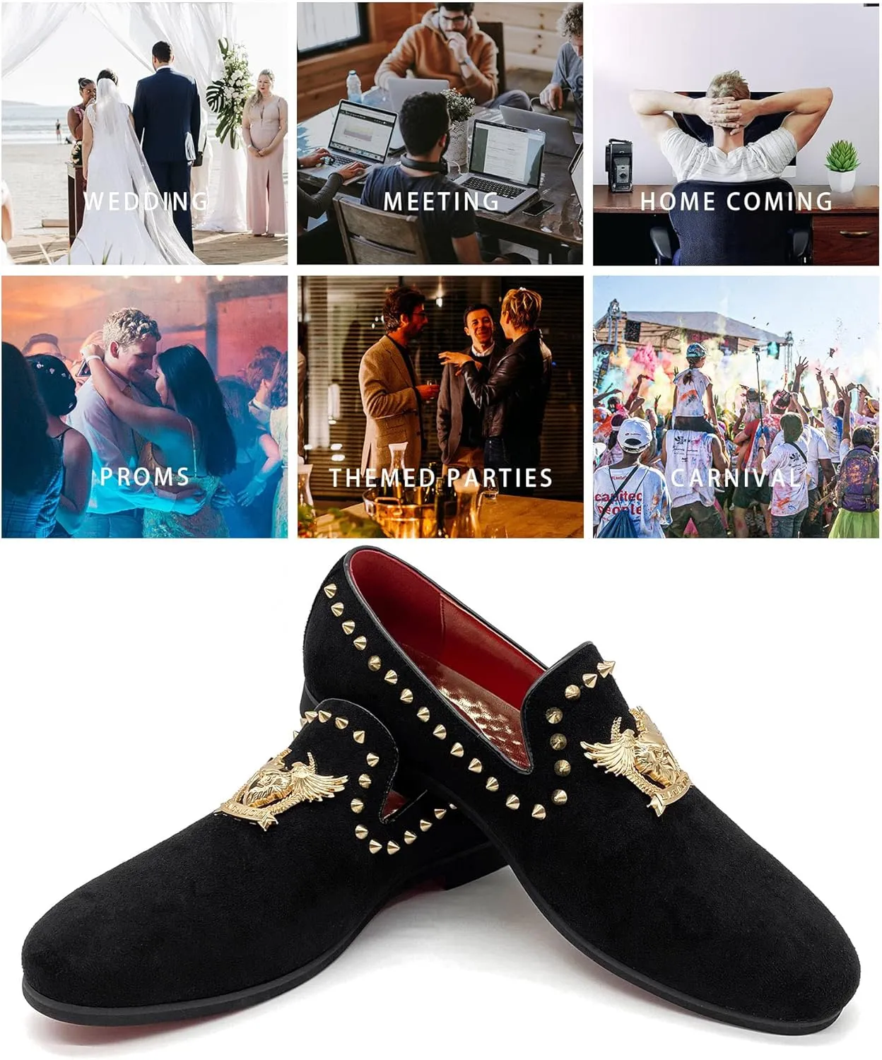Men's Loafers Vintage Slip on Suede Dress Shoes Velvet Dress Loafers Size 7-13