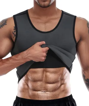 Men's Sweat Absorbing Sauna Suit Waist Trainer Neoprene Shaped Top Compression Training Fitness Shirt