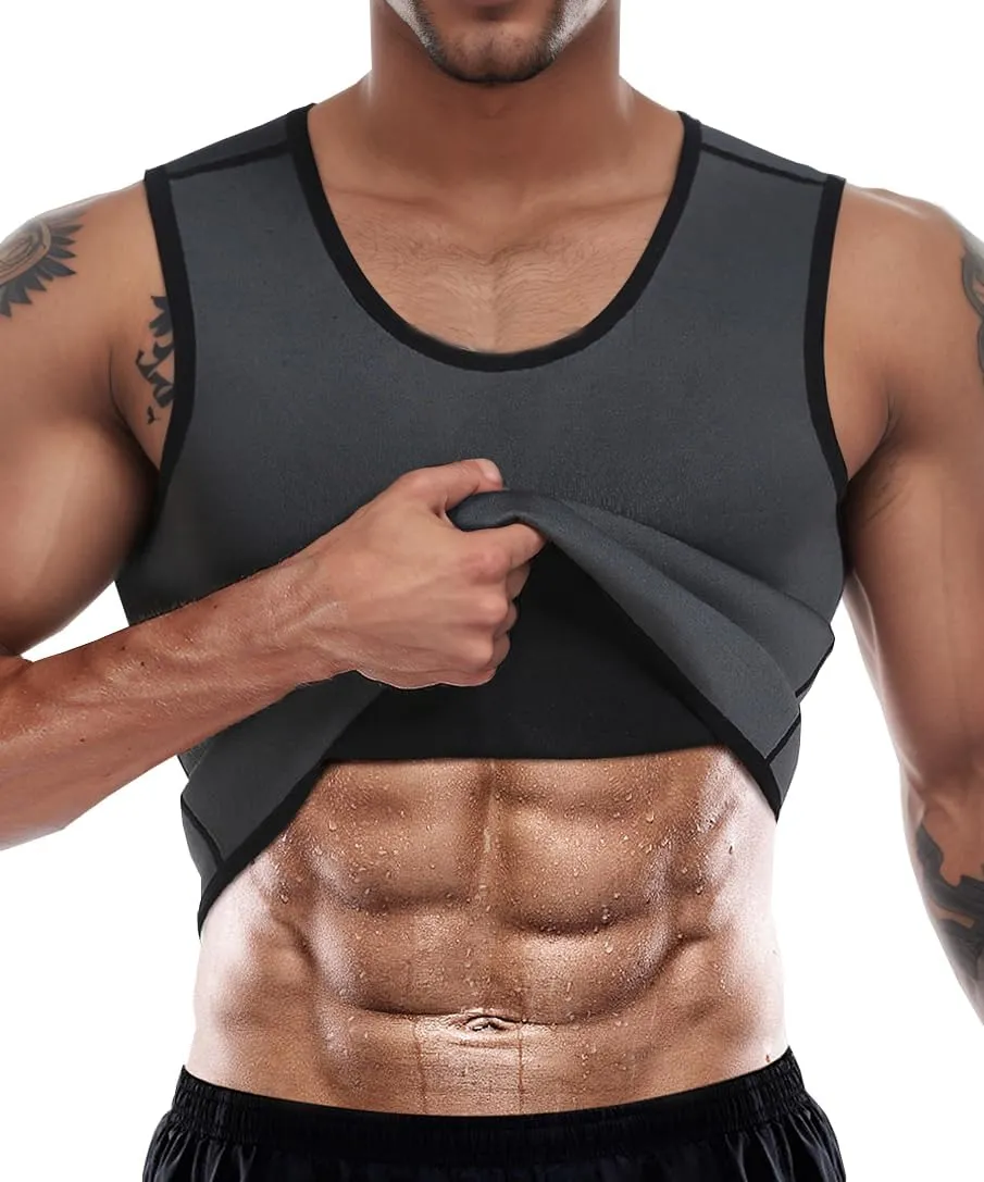 Men's Sweat Absorbing Sauna Suit Waist Trainer Neoprene Shaped Top Compression Training Fitness Shirt