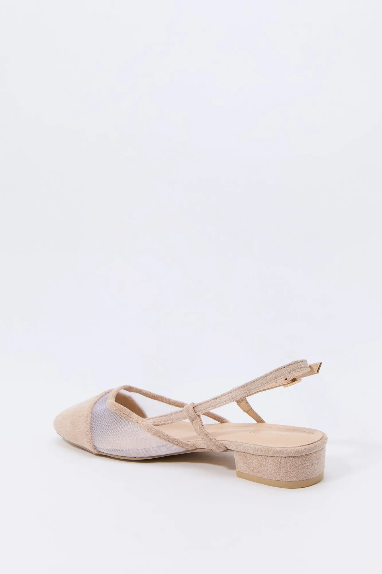 Mesh & Faux Suede Slingback Flat