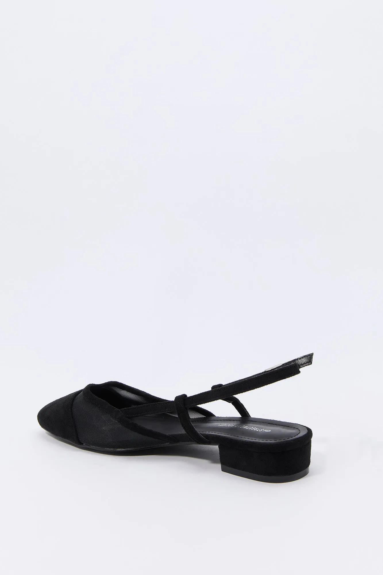Mesh & Faux Suede Slingback Flat