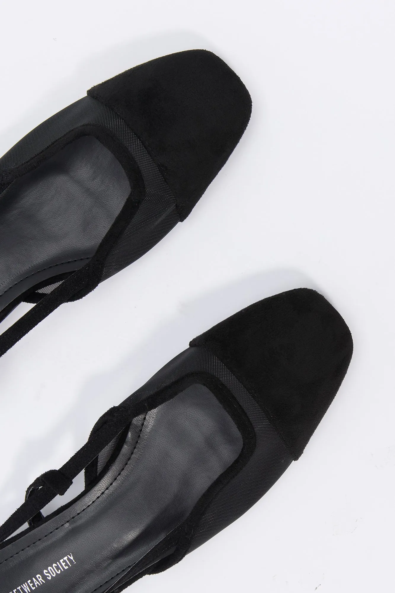 Mesh & Faux Suede Slingback Flat