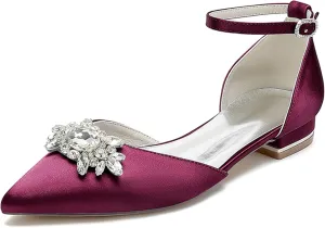 Minishion Wedding Shoes for Women Flats Almond Toe Formal Party Evening Pumps with Bows MS323