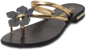 MIOKE Women's Flower Toering Flat Flipflops Sandals Summer Slip On Comfort Strappy Beach Thong Slippers