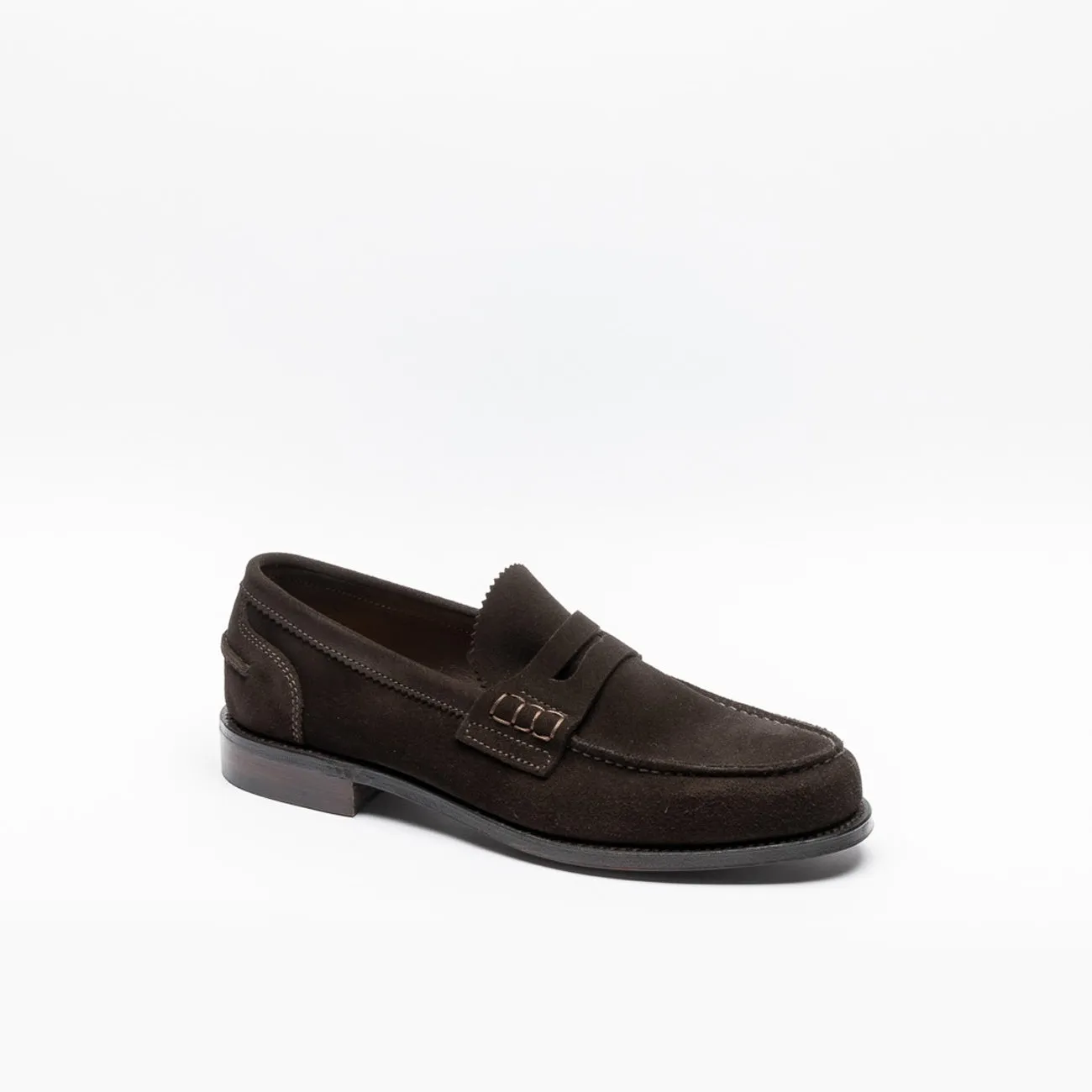 Mocassino penny Cheaney Joseph & Sons Dover EF in camoscio marrone (Bitter chocolate)