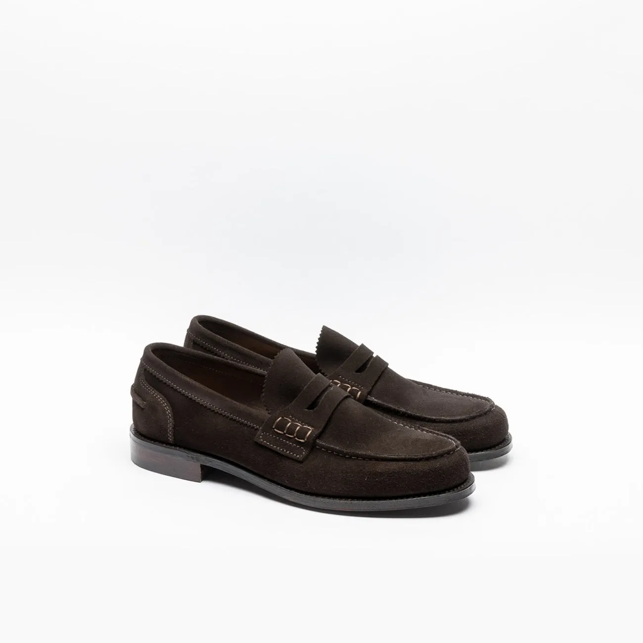 Mocassino penny Cheaney Joseph & Sons Dover EF in camoscio marrone (Bitter chocolate)