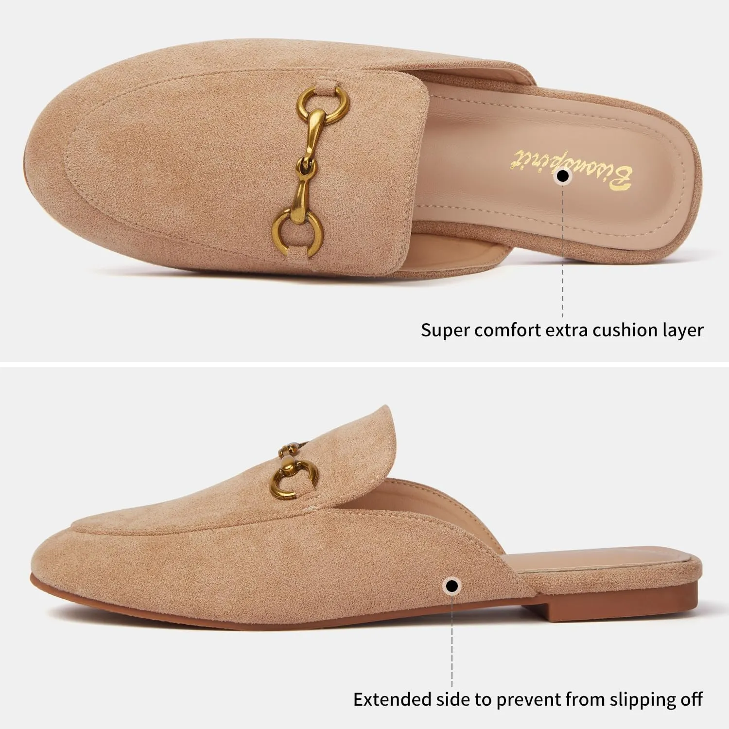 Mules for Women Flats Round Toe Slip On Mules Comfortable Loafer Shoes