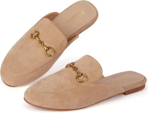 Mules for Women Flats Round Toe Slip On Mules Comfortable Loafer Shoes