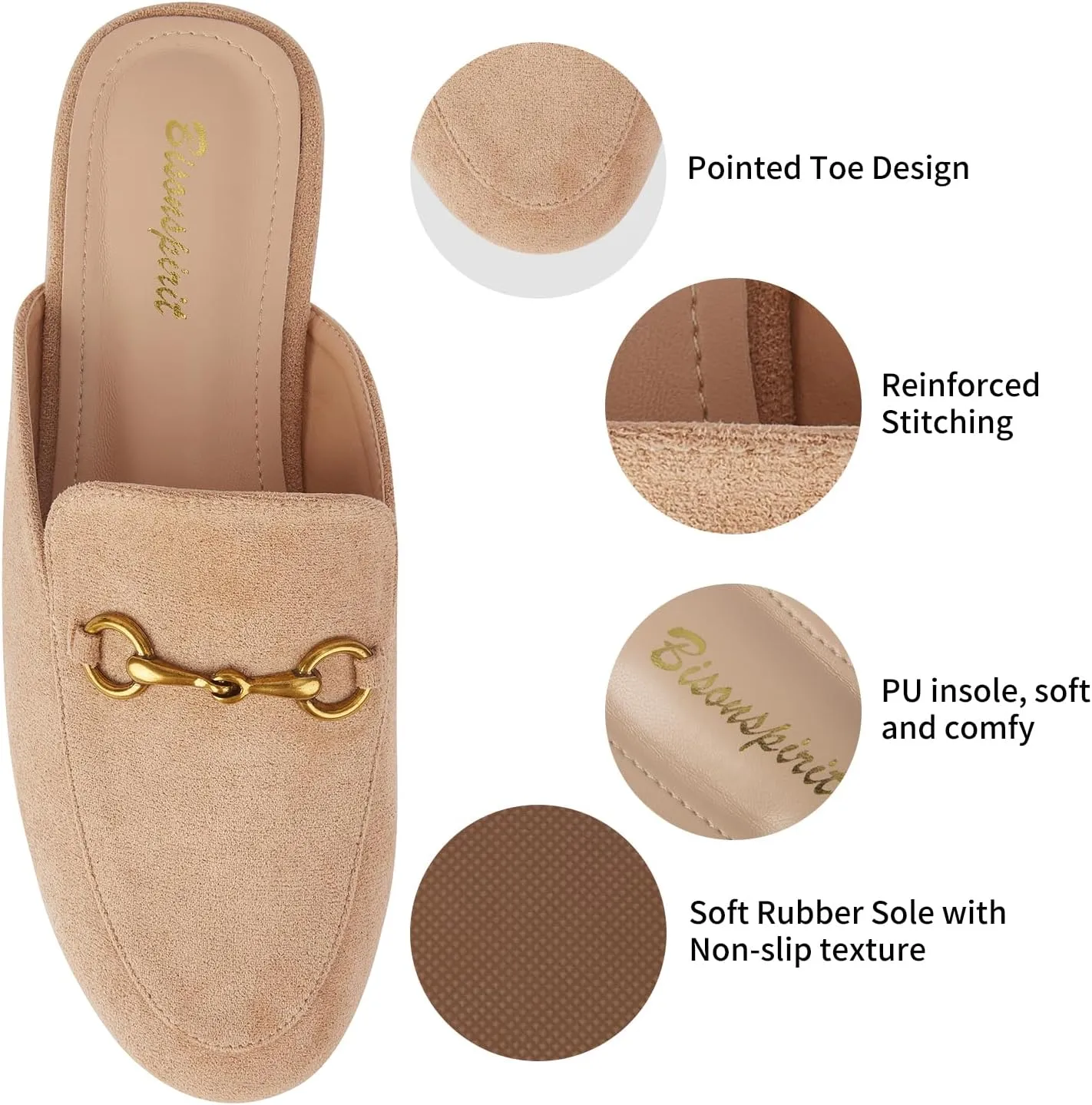Mules for Women Flats Round Toe Slip On Mules Comfortable Loafer Shoes