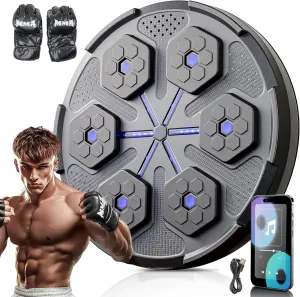 Music Boxing Machine, Bluetooth Wall Mounted Music Boxing Trainer with Boxing Gloves, Electronic Target Workout Punching Equipment for Home