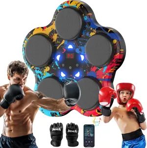 Music Boxing Machine,Boxing Machine Wall Mounted for Adults and Kids Music Punching Machine,Smart Bluetooth Beat Boxing Trainer with Gloves,Electronic Boxing Target Workout Equipment Home Indoor Gym