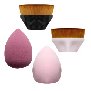 nebxazw 2 Pieces Foundation Brushes, 2 Pieces Set of Makeup Sponges Petal Shape Soft Touch Makeup Brushes Suitable for Cream or Mixed Liquid Cosmetics, Beige