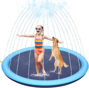 Non-Slip Splash Pad, Sprinkler & Splash Play Mat for Kids and Dog, 67 inch Thicken Sprinkler Pool Summer Outdoor Water Toys - Fun Backyard Fountain Play Mat for Baby Girls Boys (3-12 Years)