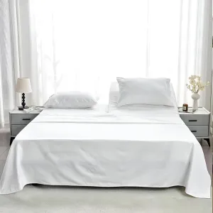 NON Sticky cotton 4 Piece Head Flex King Fitted Sheet Set for Sleep Number Adjustable Bed, 100% Long Staple Cotton Bed Sheets, 34" Top Split, Fits 18" Deep Mattress, 78" X 80", White Solid
