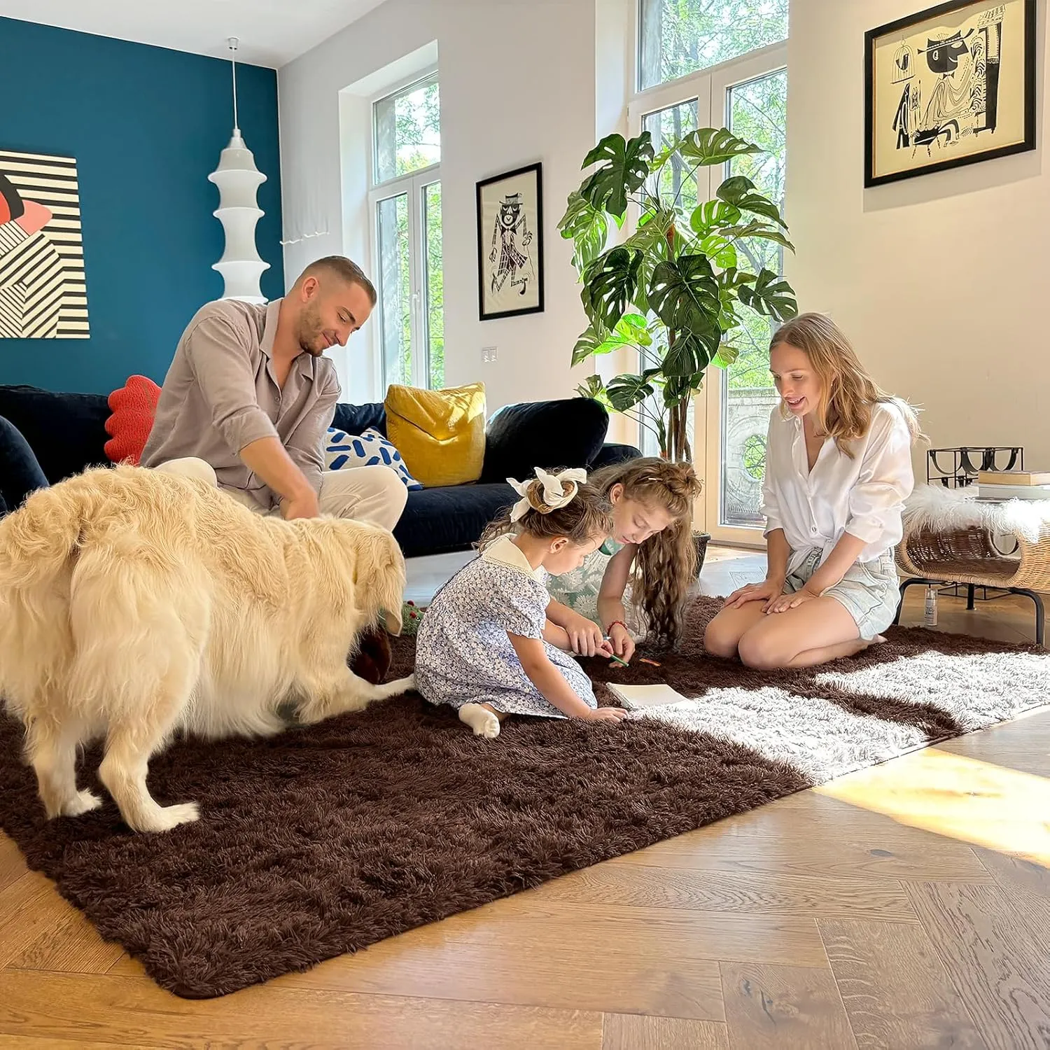 OLANLY 2x6 Machine Washable Runner Rugs for Hallway, Soft Fluffy Shaggy Bedside Rugs for Bedroom, Living Room, Indoor Floor Carpet for Kids Girls and Boys, Nursery Rooms, Home Decor Aesthetic, Coffee