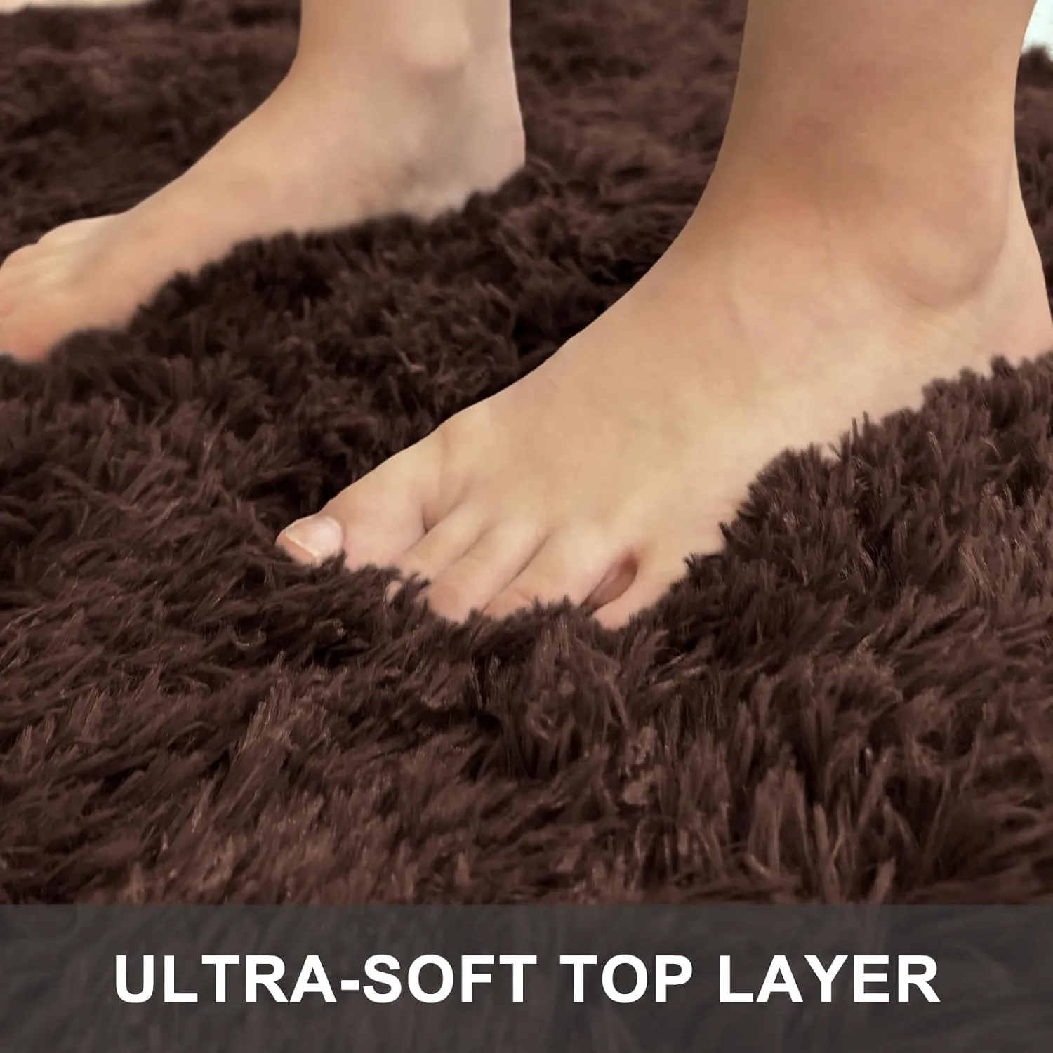 OLANLY 2x6 Machine Washable Runner Rugs for Hallway, Soft Fluffy Shaggy Bedside Rugs for Bedroom, Living Room, Indoor Floor Carpet for Kids Girls and Boys, Nursery Rooms, Home Decor Aesthetic, Coffee
